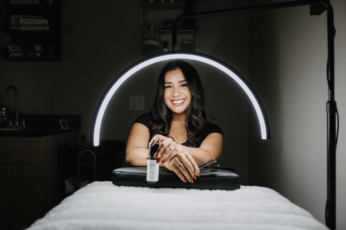 Andrea Caro of Aesthetics Lash Studio at her lash station at Von Rae