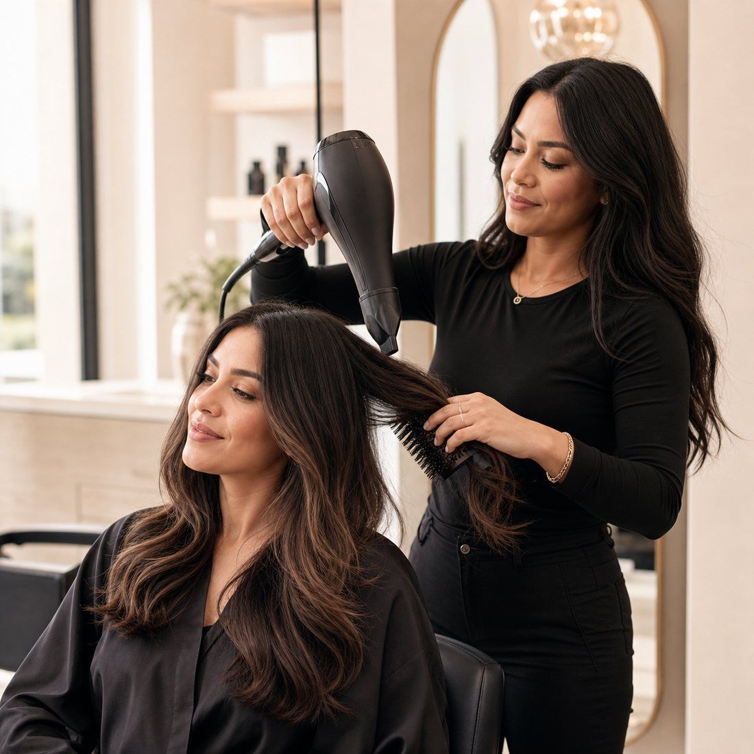 Stylist finishing a blowout at Von Rae